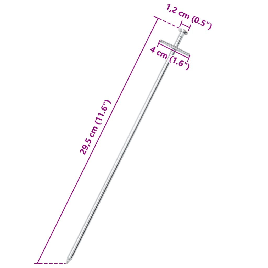 Telttatapit 24 kpl 29,5 cm Ø6 mm galvanoitu teräs