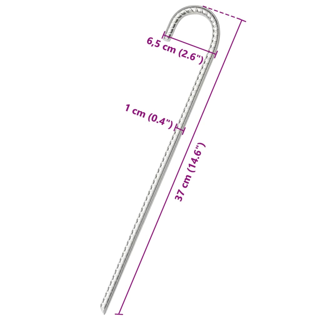 Telttatapit 6 kpl 37 cm Ø10 mm galvanoitu teräs