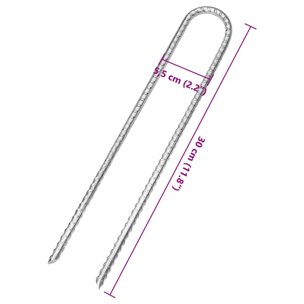 Telttatapit 6 kpl U-muotoiset 30 cm Ø7 mm galvanoitu teräs