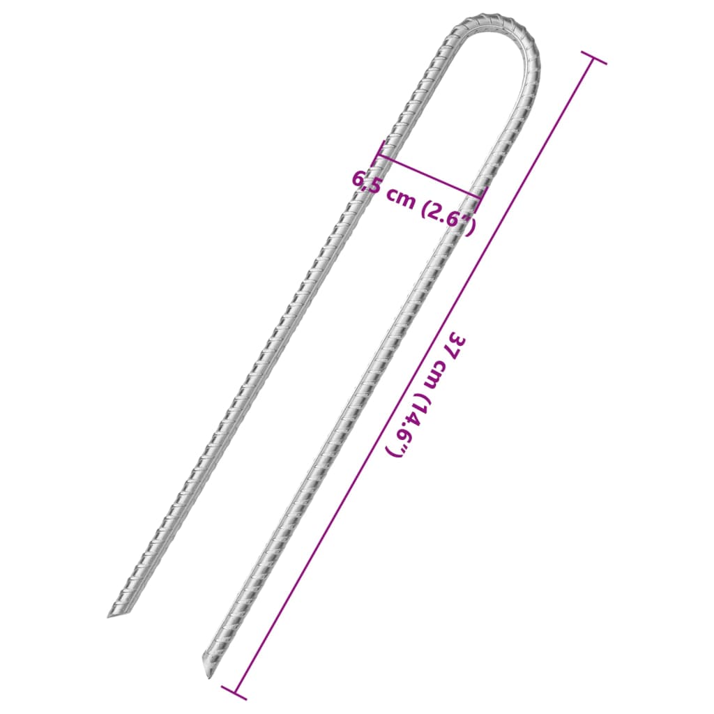 Telttatapit 6 kpl V-muotoiset 37 cm Ø10 mm galvanoitu teräs