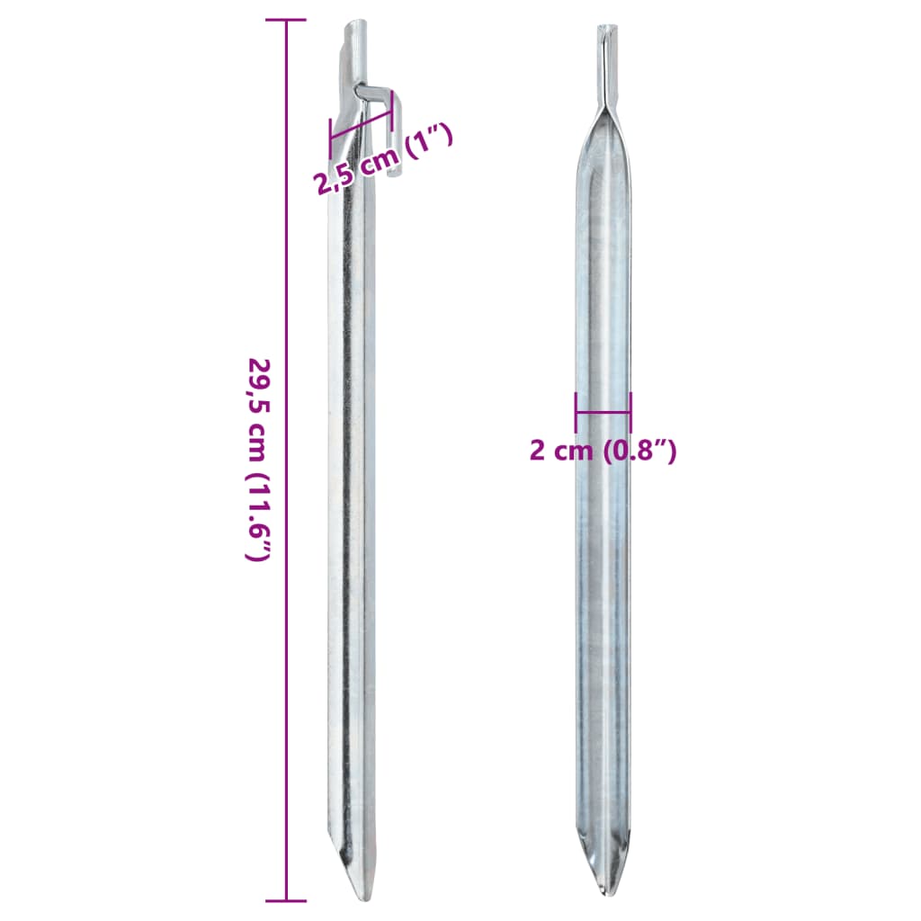 Telttatapit 24 kpl V-muotoiset 29,5 cm Ø20 mm galvanoitu teräs