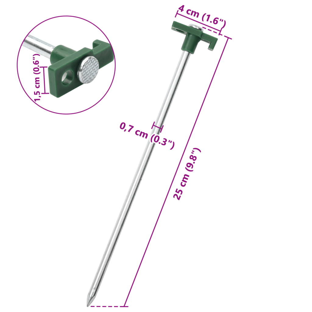 Telttatapit 12 kpl 25 cm 7 mm galvanoitu teräs ja PP