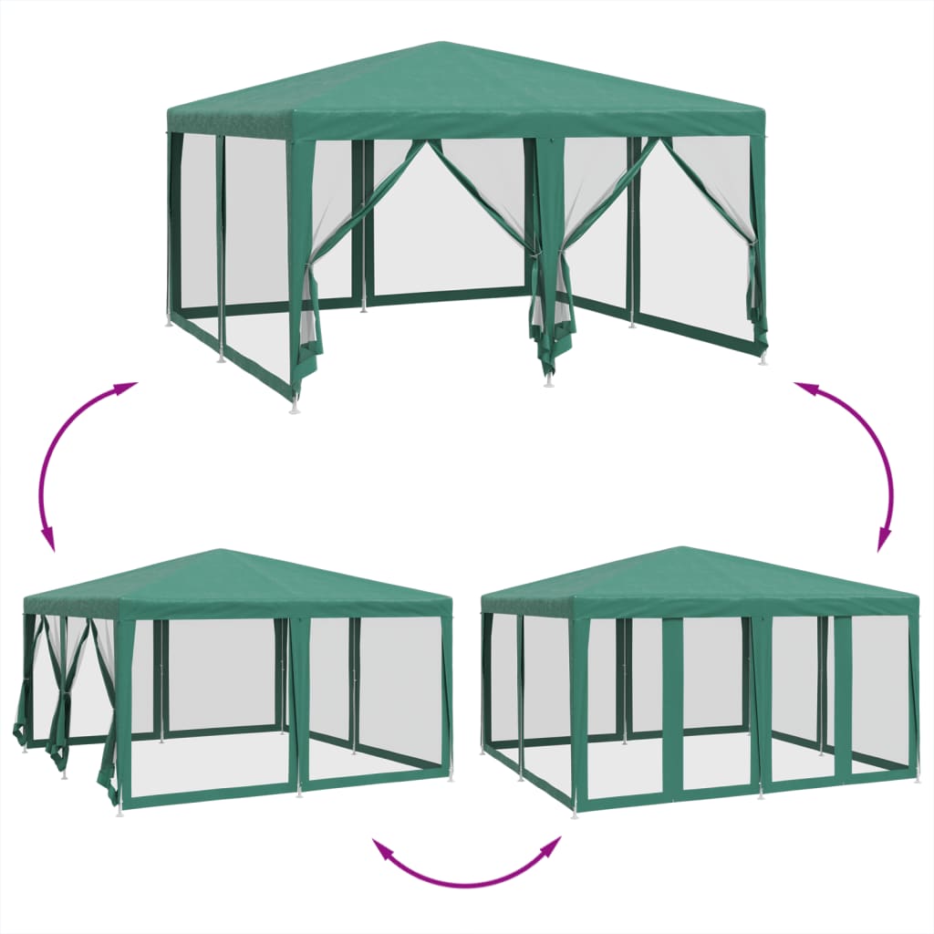 juhlateltta 8 mesh-sivuseinällä vihreä 4x4 m HDPE