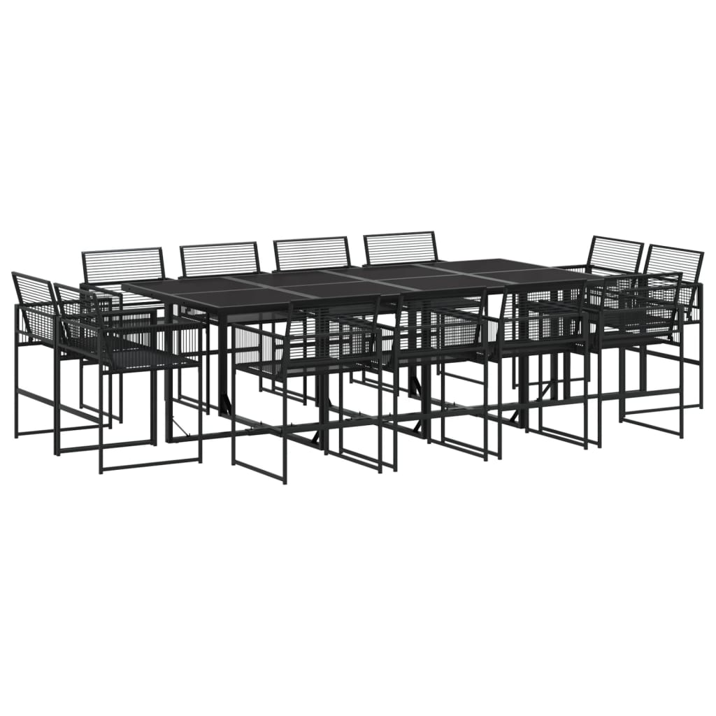 13-piece outdoor dining set black poly rattan