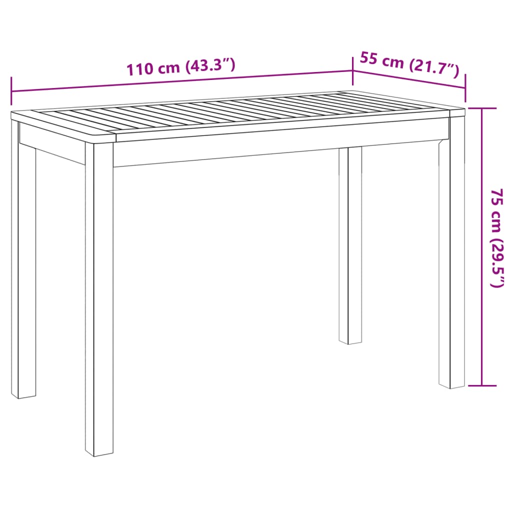 3-piece outdoor dining set solid acacia wood