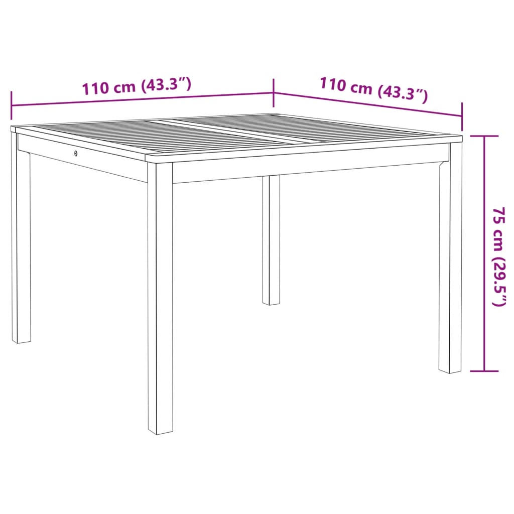 3-teilige Outdoor-Essgruppe aus massivem Akazienholz