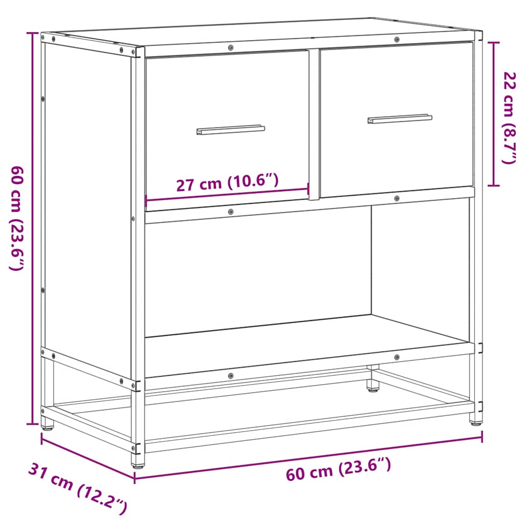 Yöpöytäkaappi Musta 60x31x60 cm suunniteltu puu ja metalli