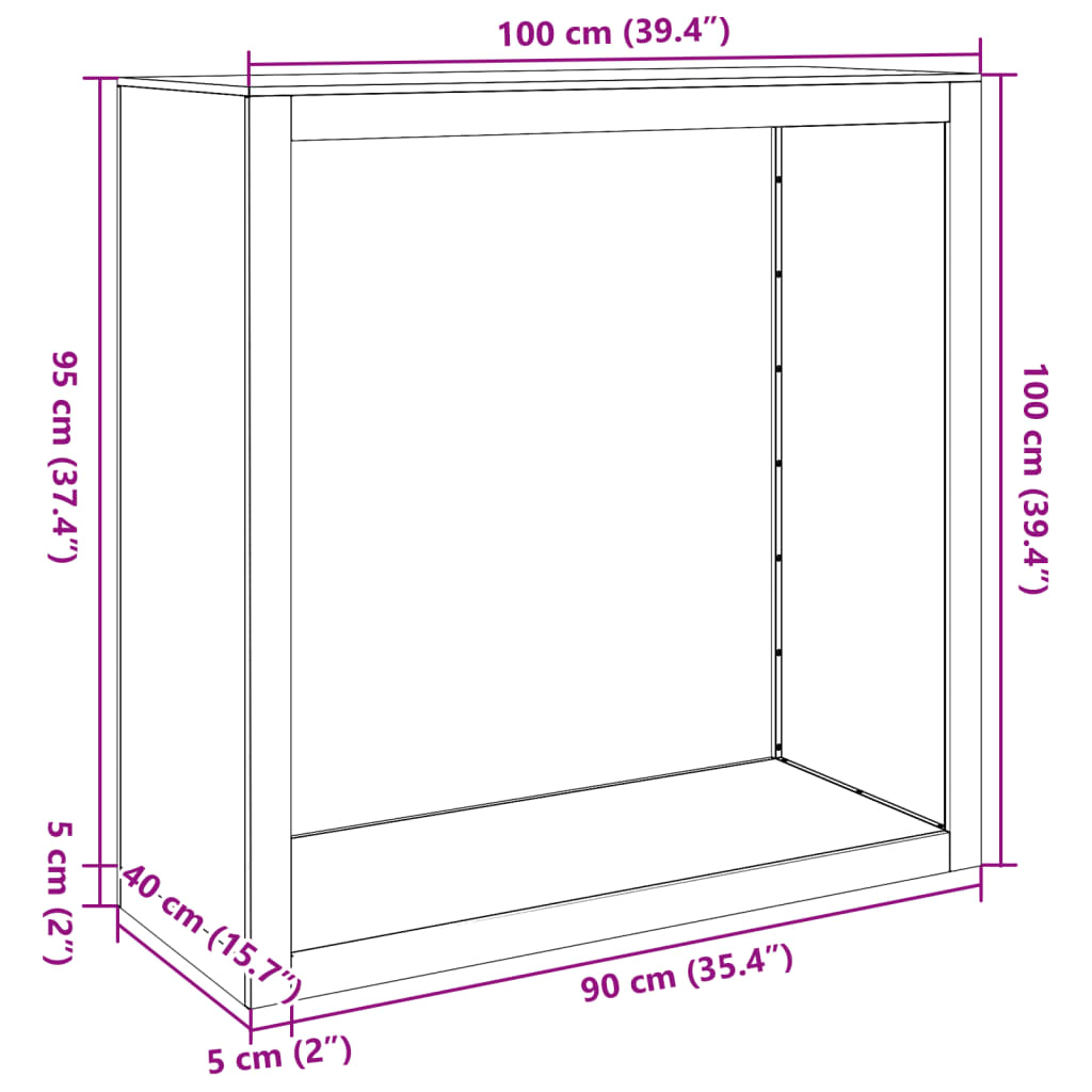 Polttopuuteline antrasiitti 100x40x100 cm teräs