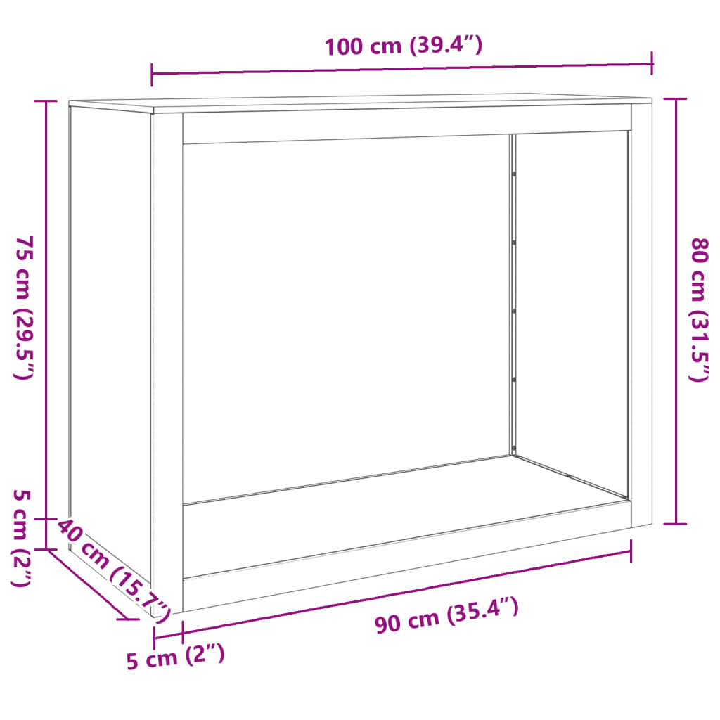 Polttopuuteline musta 100x40x80 cm teräs