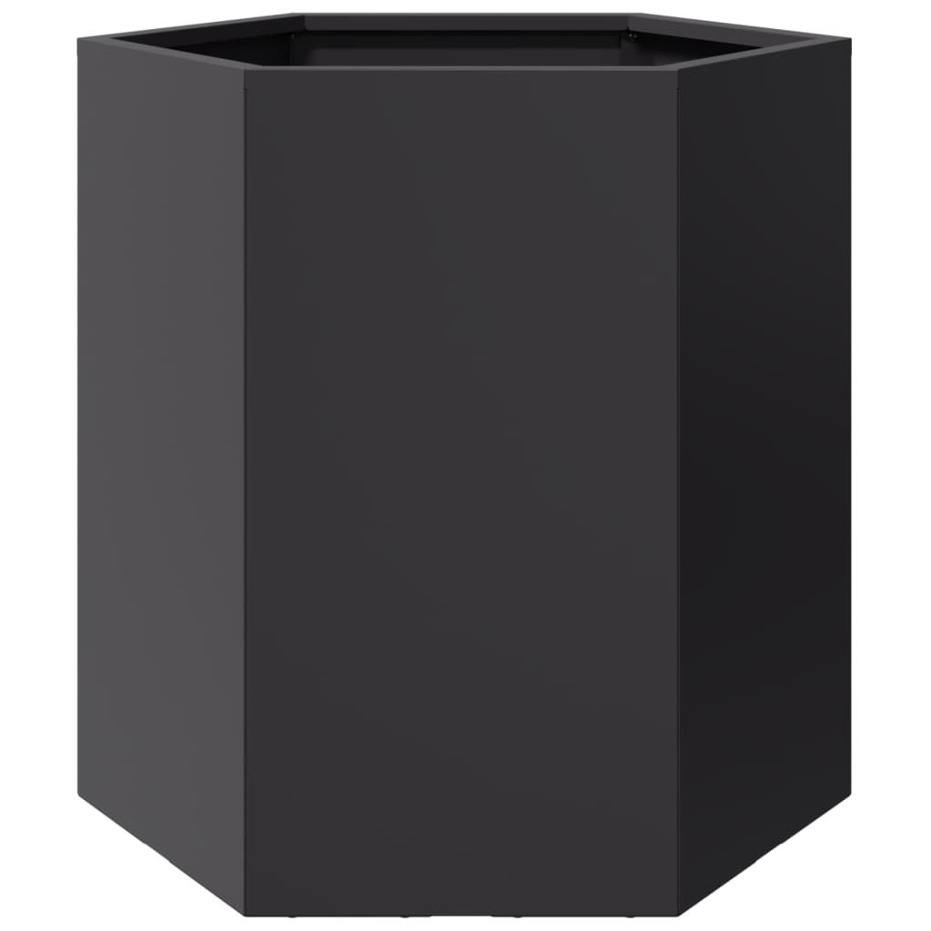 Garden flower box black hexagonal 46x40x45 cm steel