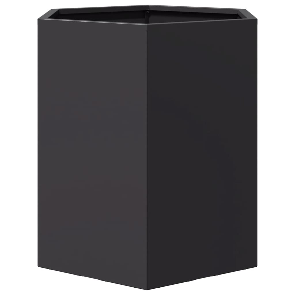 Garden flower box black hexagonal 46x40x45 cm steel