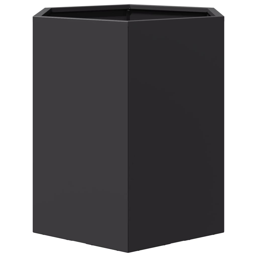 Garden flower box black hexagonal 46x40x45 cm steel