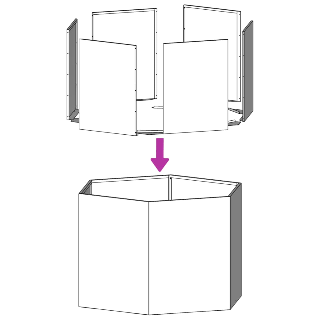 Garden flower box hexagonal 46x40x45 cm steel