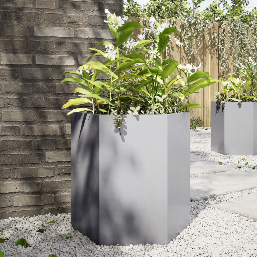 Garden flower box hexagon 46x40x45 cm galvanized steel