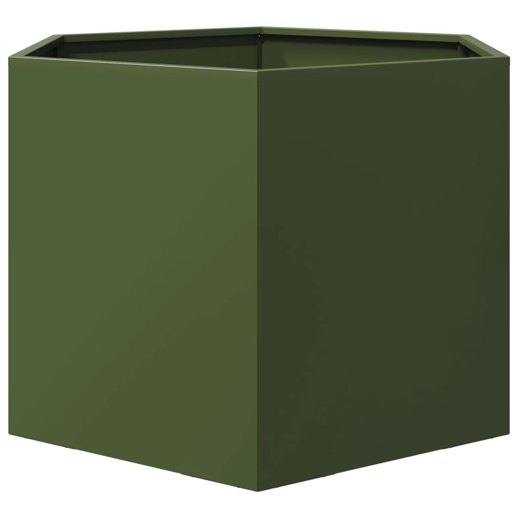 Garden flower box green hexagonal 69x60x45 cm steel