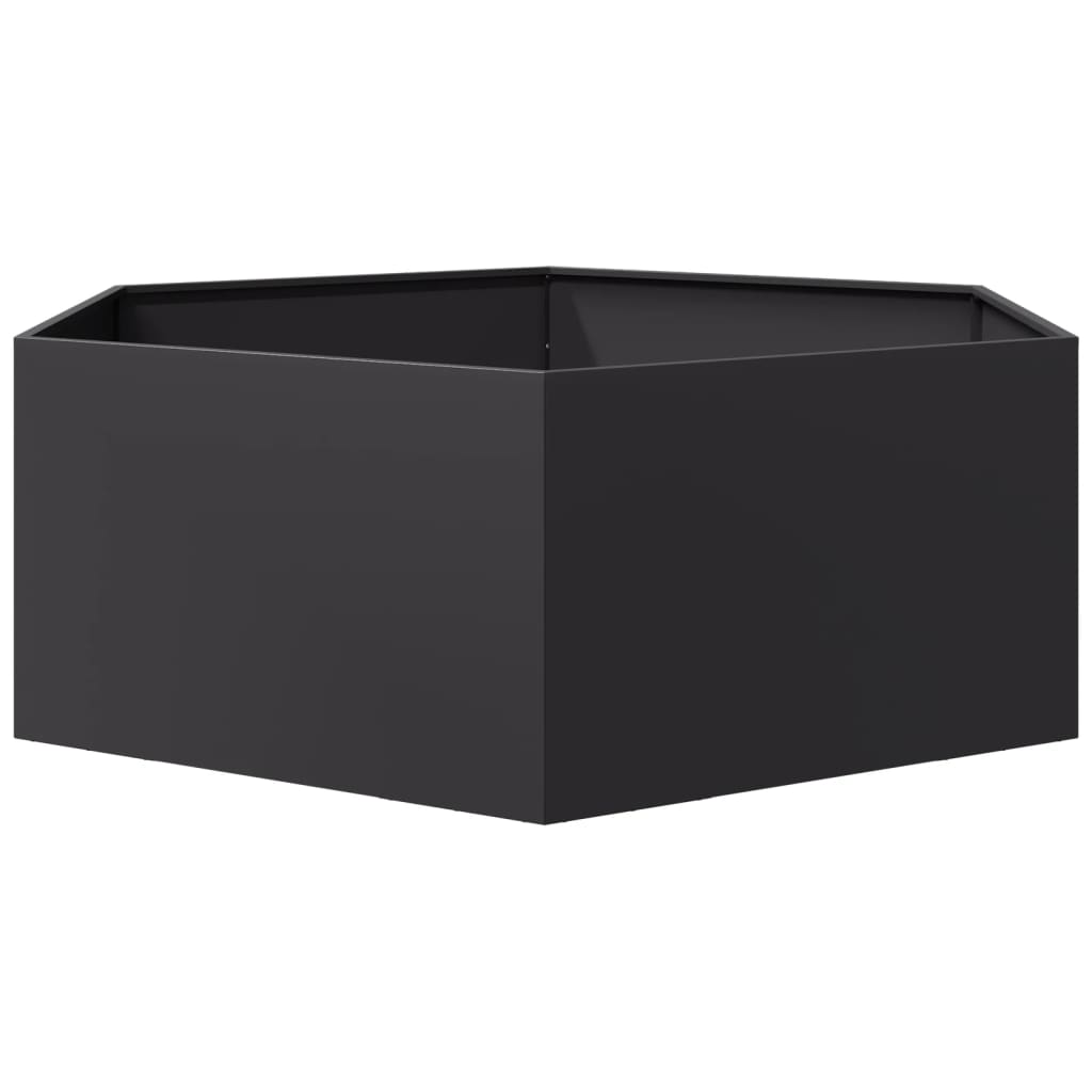 Garden flower box black hexagon 138x120x45 cm steel