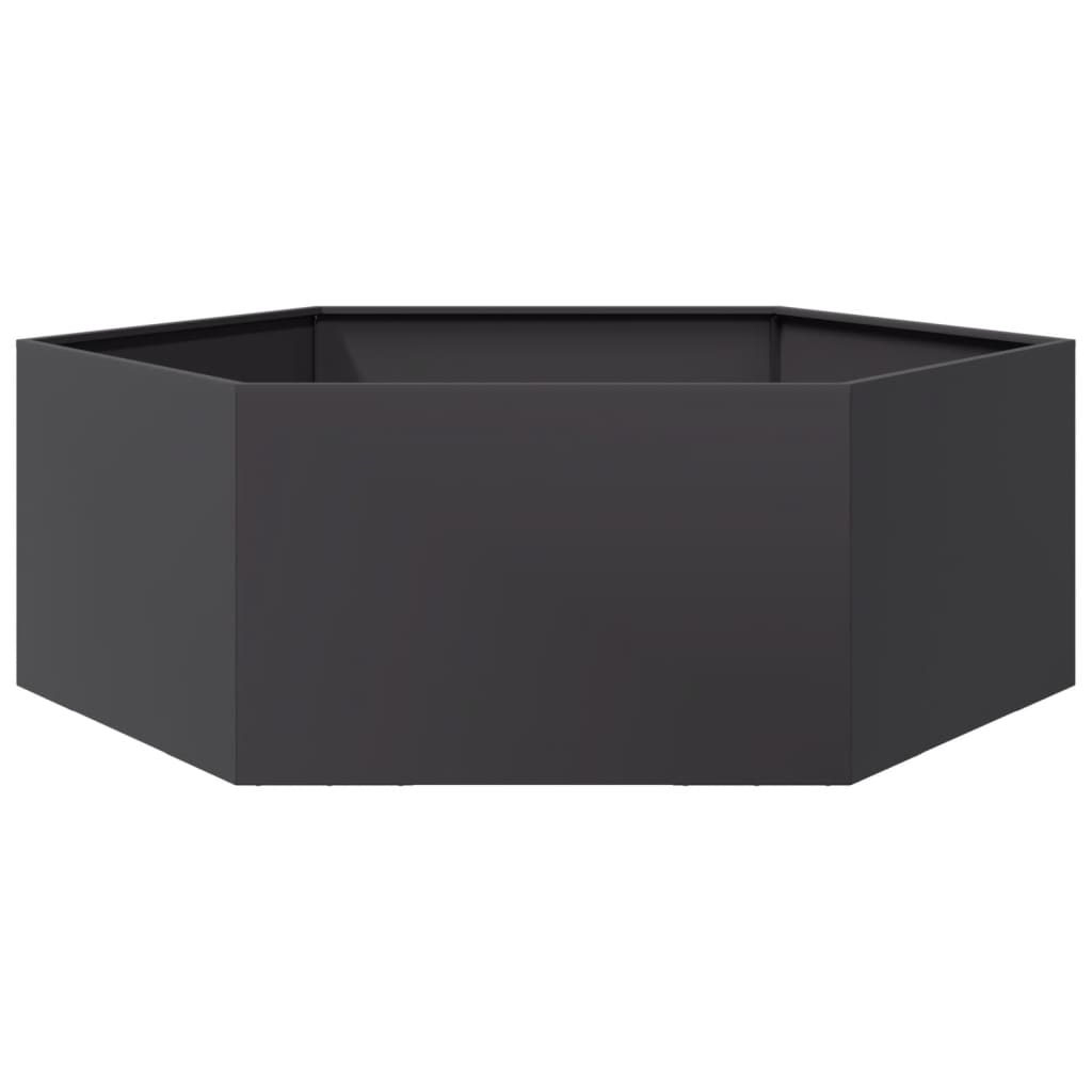 Garden flower box black hexagon 138x120x45 cm steel