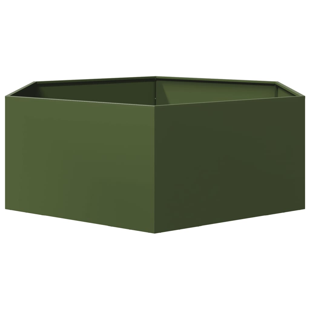 Garden flower box green hexagonal 138x120x45 cm steel