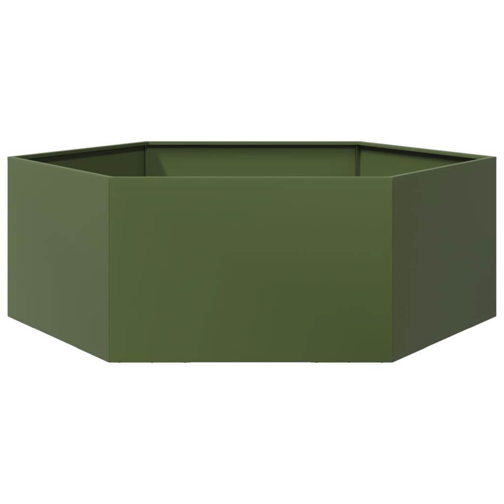 Garden flower box green hexagonal 138x120x45 cm steel