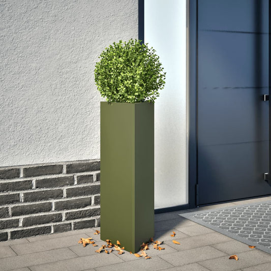 Garden flower box green triangle 30x26x75 cm steel