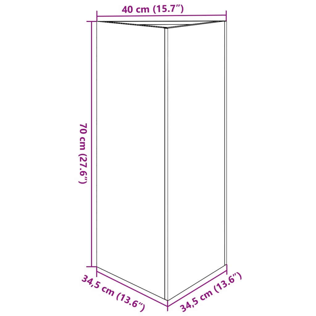 Garden flower box triangle 40x34.5x70 cm stainless steel