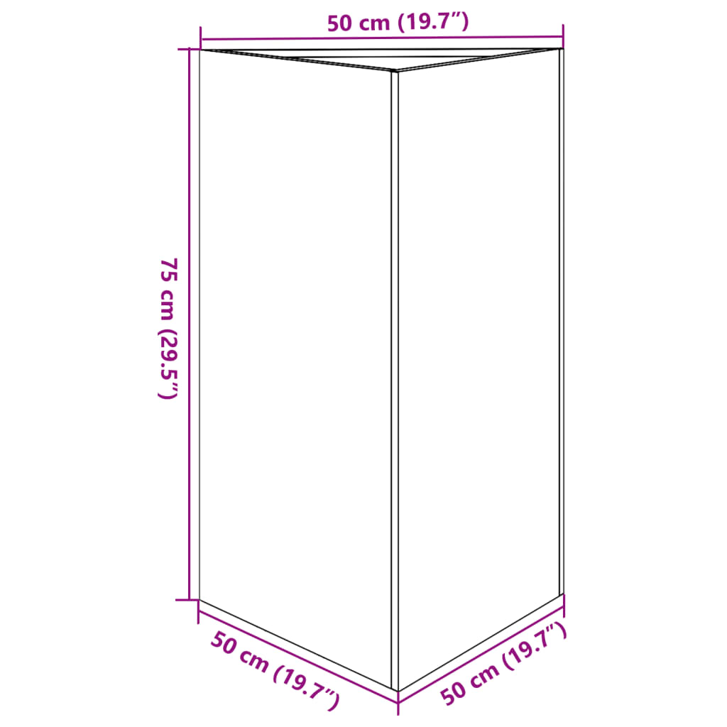 Garden flower box white triangle 50x43x75 cm steel