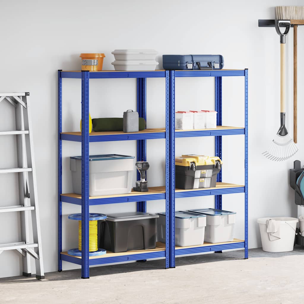 2-tier storage shelves 4pcs blue steel made wood