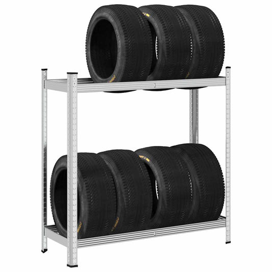 2-tier ring shelf silver 110x40x109 cm steel