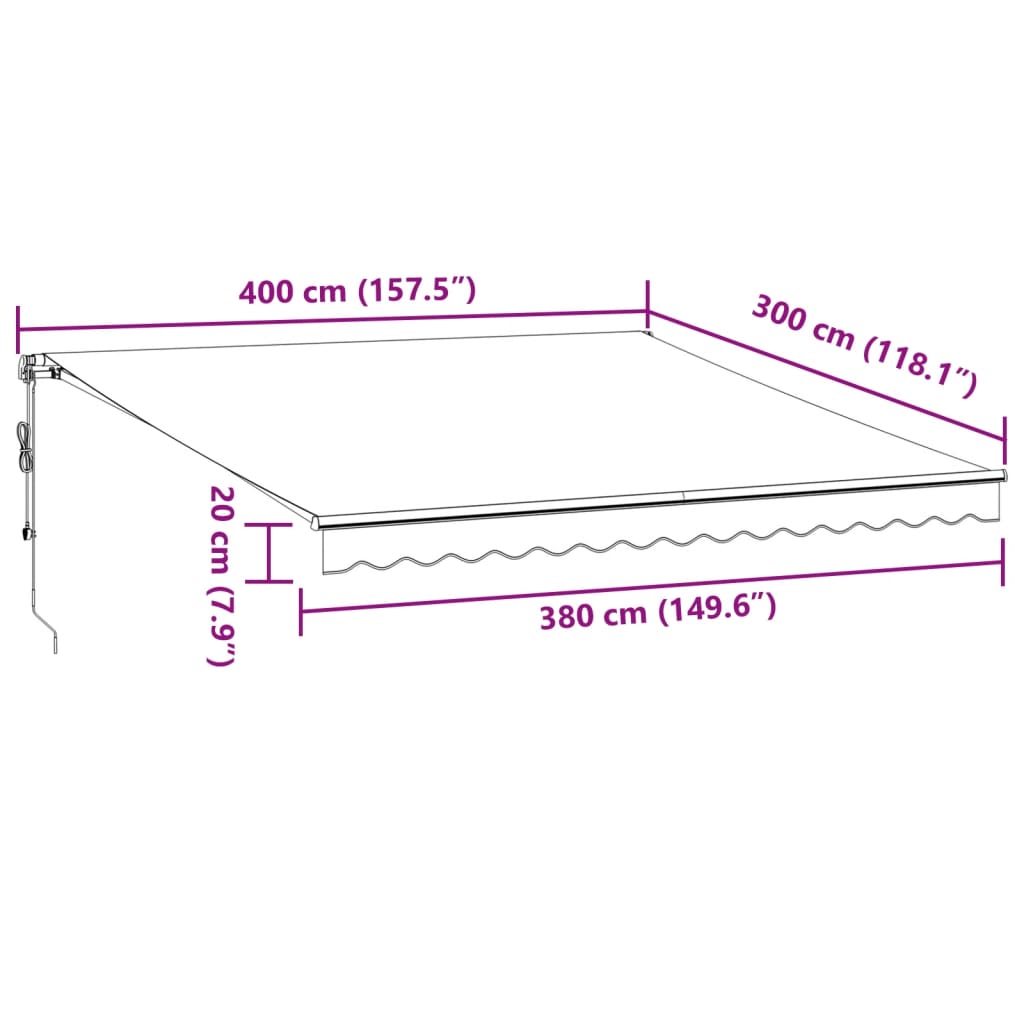 Automaattimarkiisi viininpunainen 400x300 cm