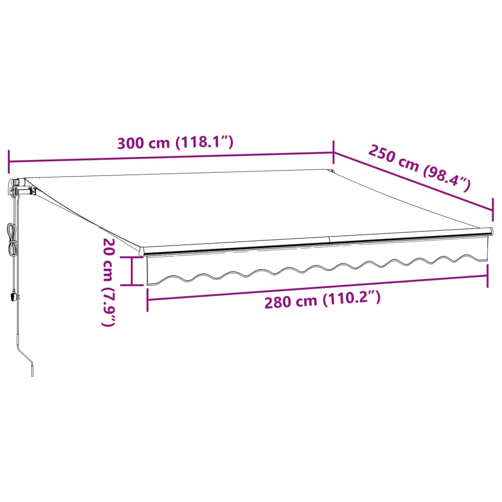 Automatic awning brown 300x250 cm