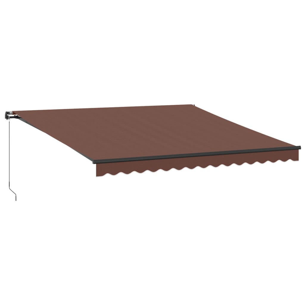 Manually retractable awning with LEDs, brown, 400x300 cm