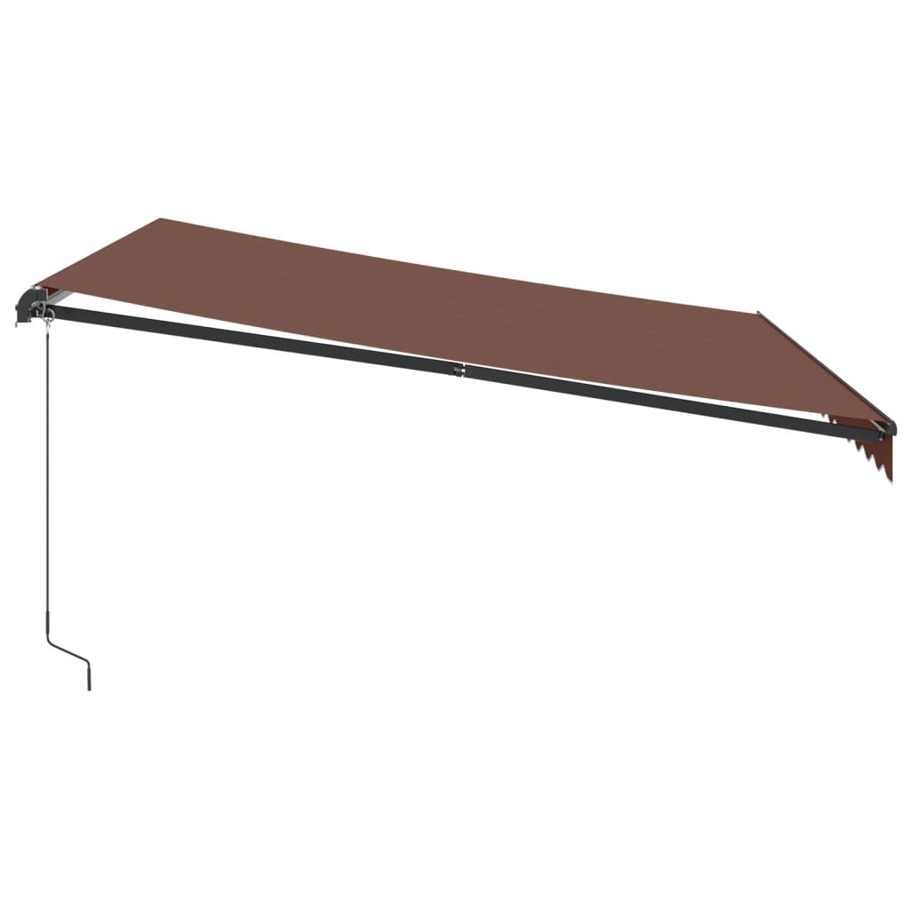 Manually retractable awning with LEDs, brown, 400x300 cm