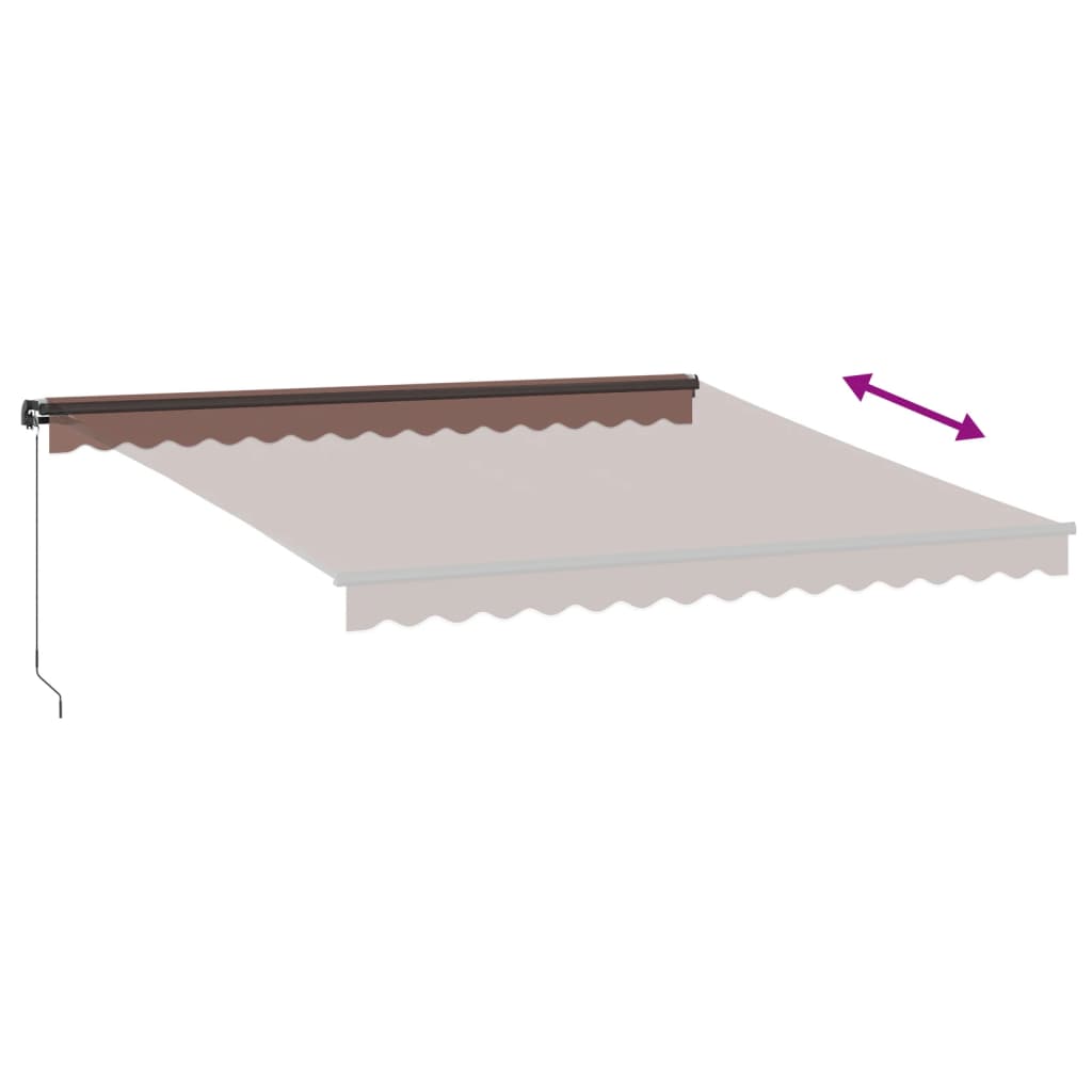 Manually retractable awning with LEDs, brown, 400x300 cm