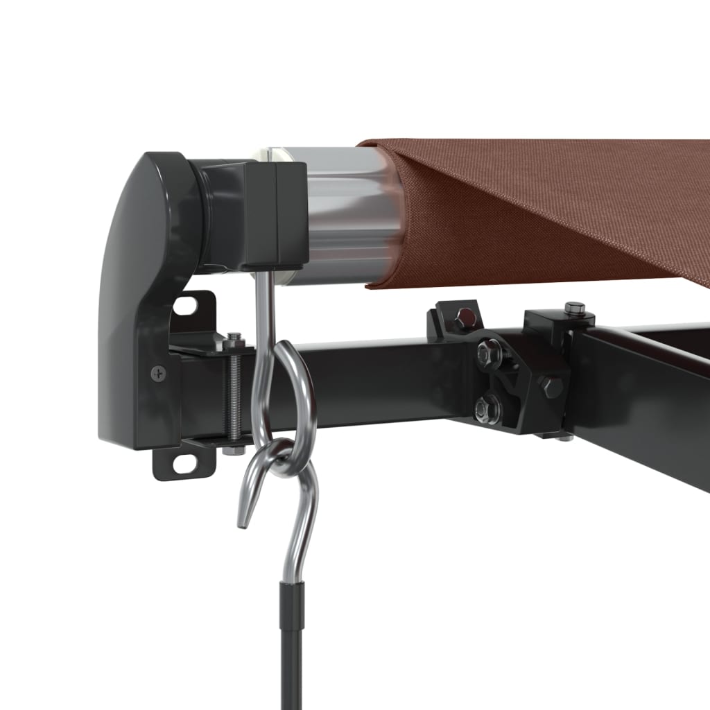 Manually retractable awning with LEDs, brown, 400x300 cm