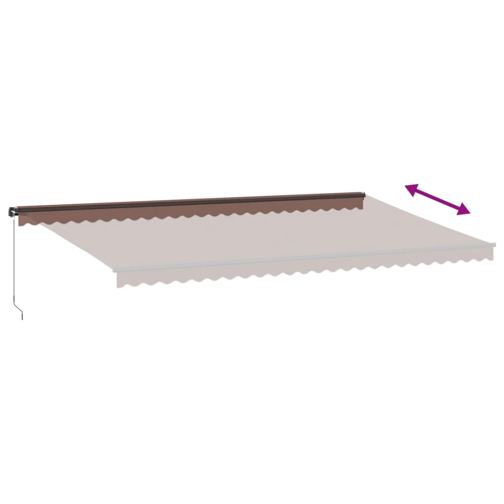 Manually retractable awning with LEDs, brown, 600x300 cm