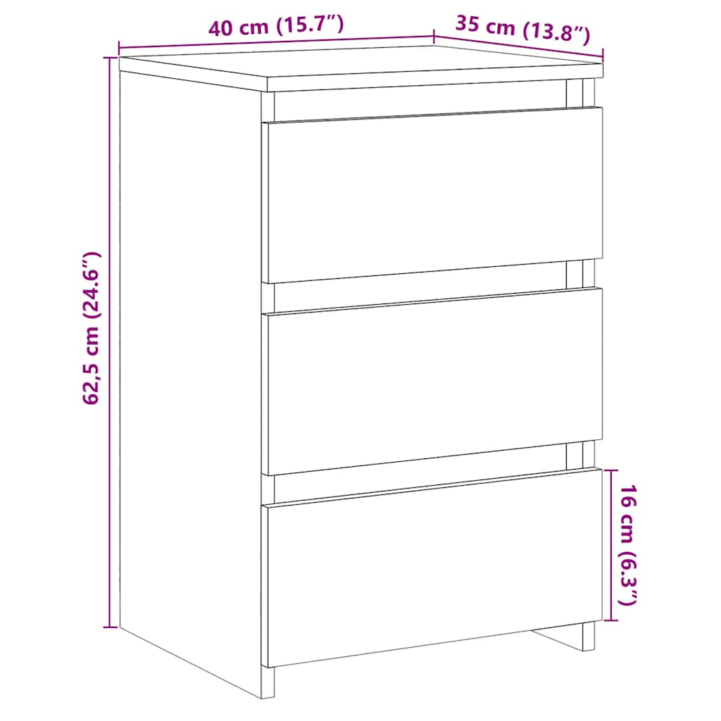 Yöpöydät 2 kpl vanha puu 40x35x62,5 cm lastulevy