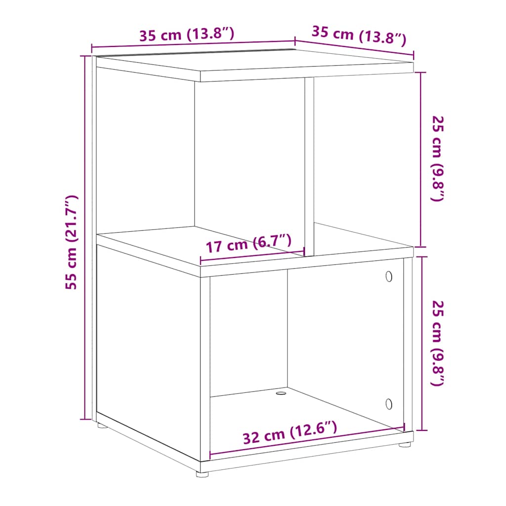 Yöpöydät 2 kpl vanha puu 35x35x55 cm lastulevy