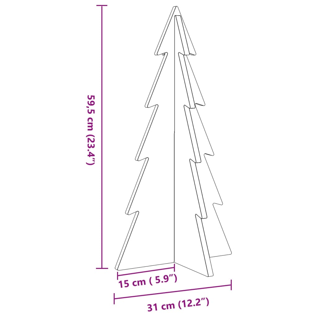 Puinen koristejoulukuusi 59,5 cm täysi mänty