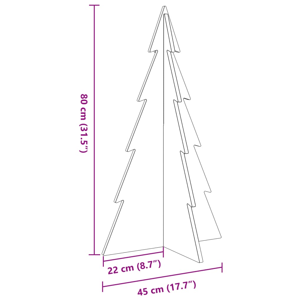 Puinen koristejoulukuusi 80 cm täysi mänty