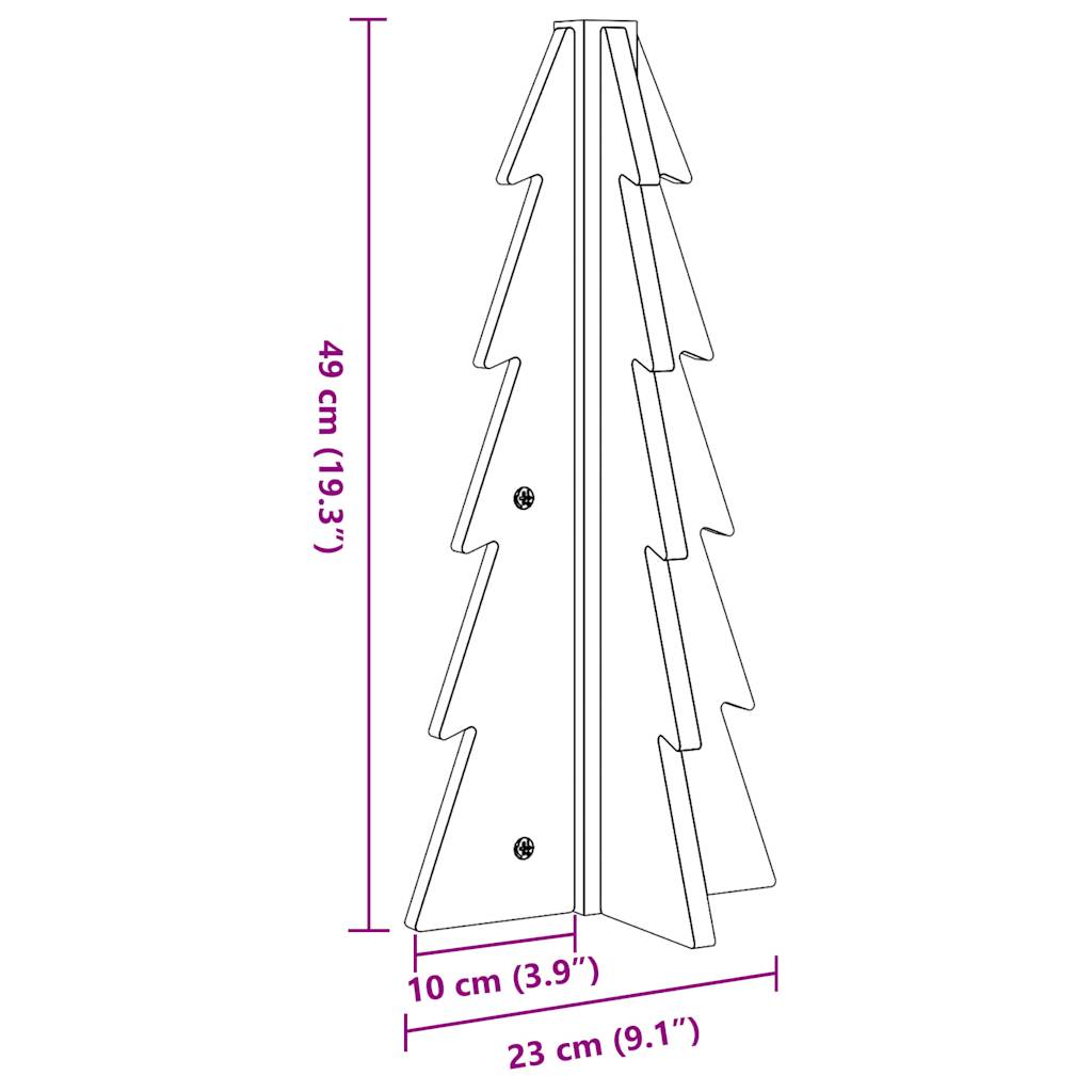 Puinen koristejoulukuusi vahanruskea 49 cm täysi mänty