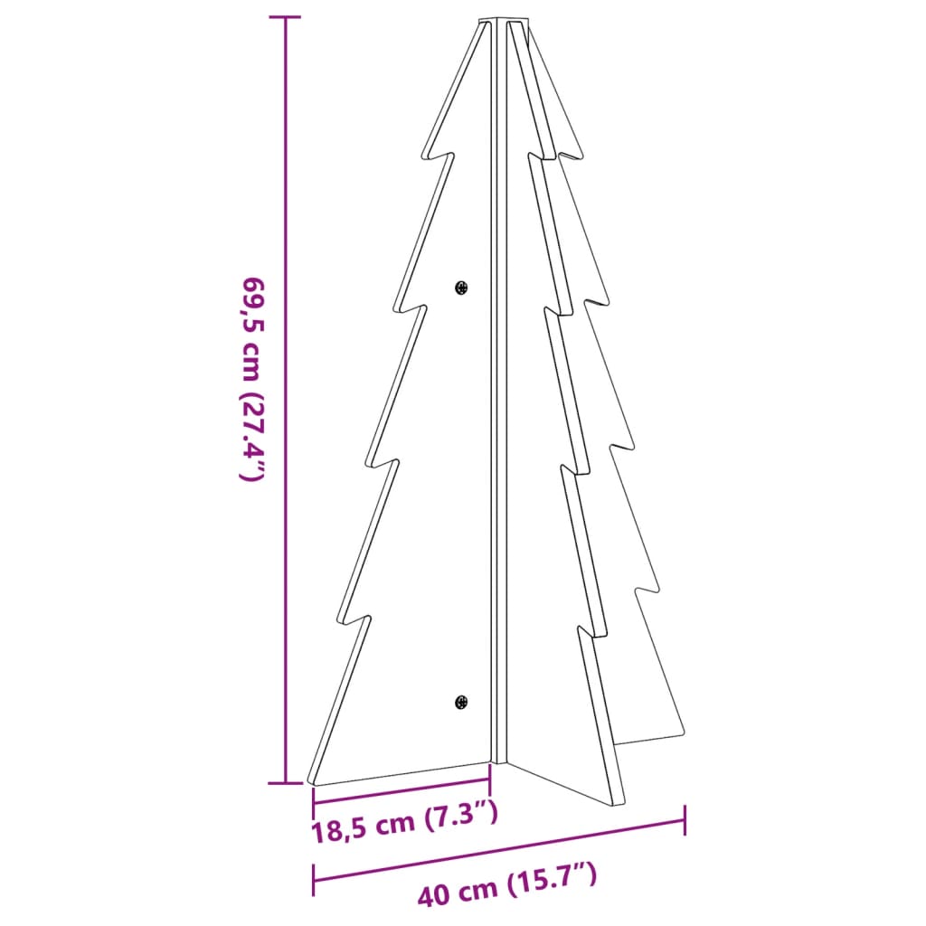 Puinen koristejoulukuusi 69,5 cm täysi mänty