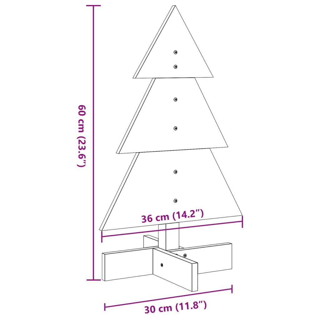 Puinen koristejoulukuusi 60 cm täysi mänty