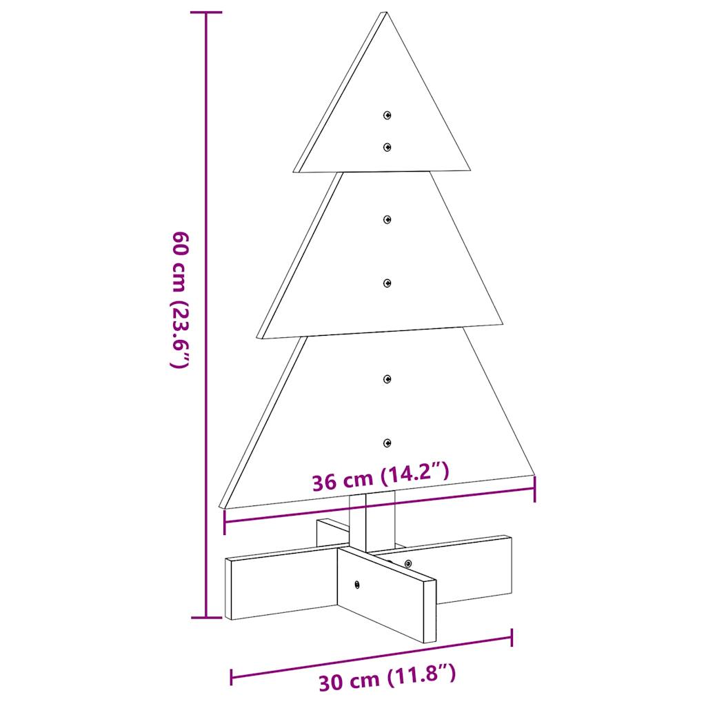 Puinen koristejoulukuusi valkoinen 60 cm täysi mänty