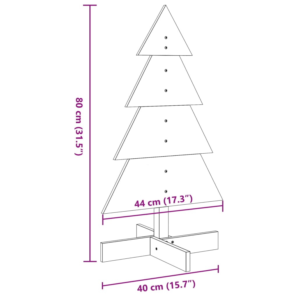 Puinen koristejoulukuusi 80 cm täysi mänty