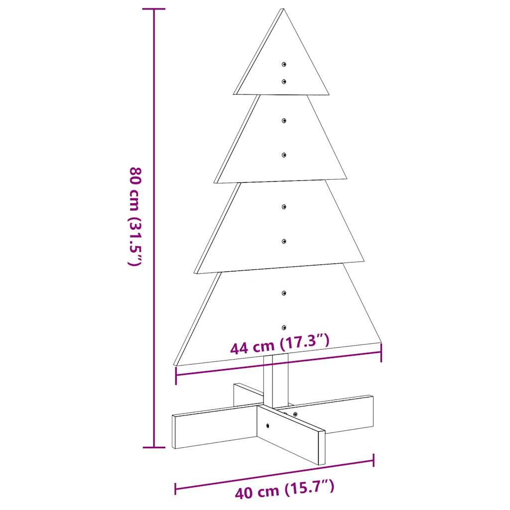 Puinen koristejoulukuusi valkoinen 80 cm täysi mänty