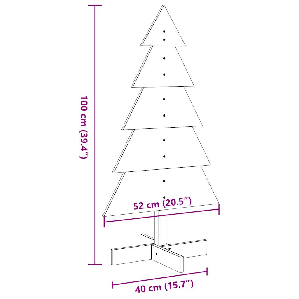 Puinen koristejoulukuusi valkoinen 100 cm täysi mänty