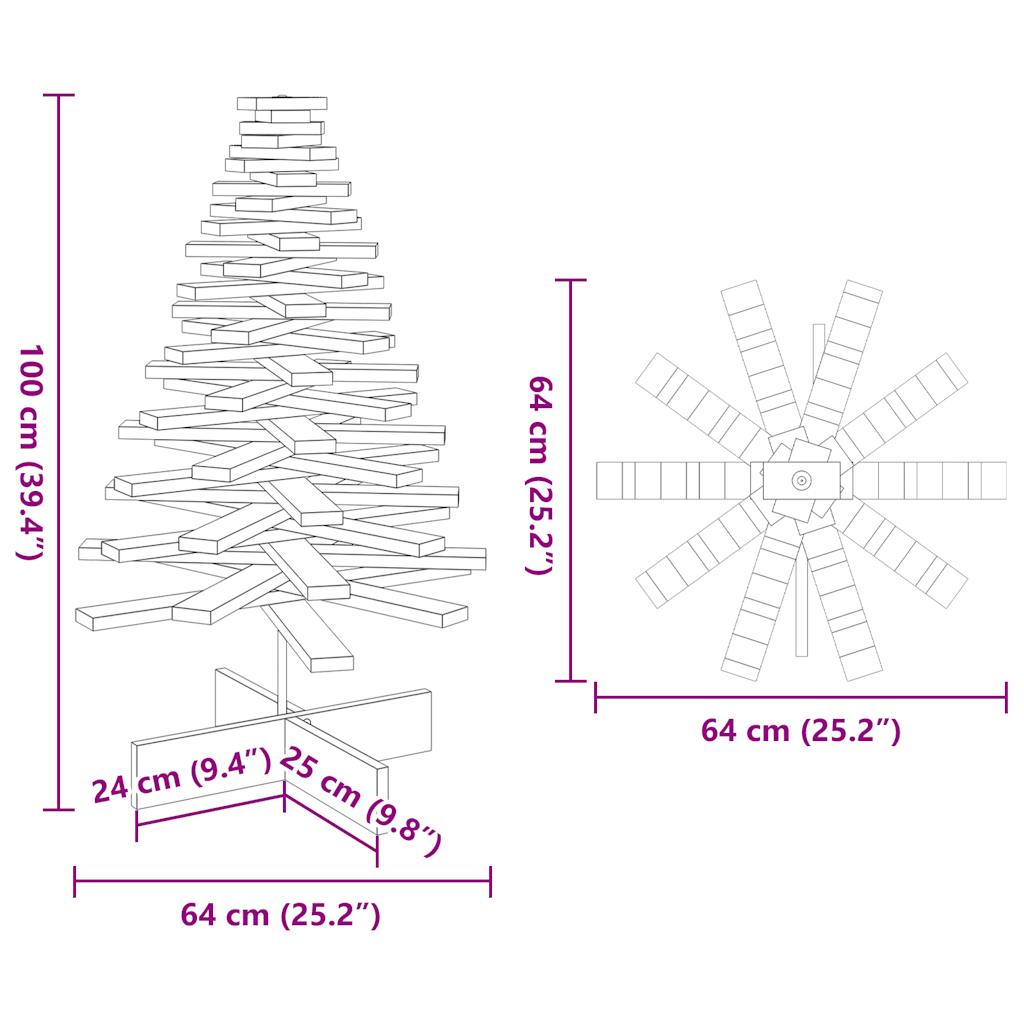 Puinen koristejoulukuusi valkoinen 100 cm täysi mänty