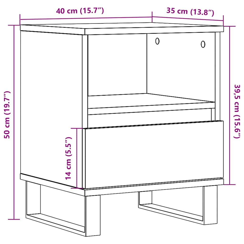 Yöpöytäkaapit 2 kpl vanha puu 40x35x50 cm suunniteltu puu