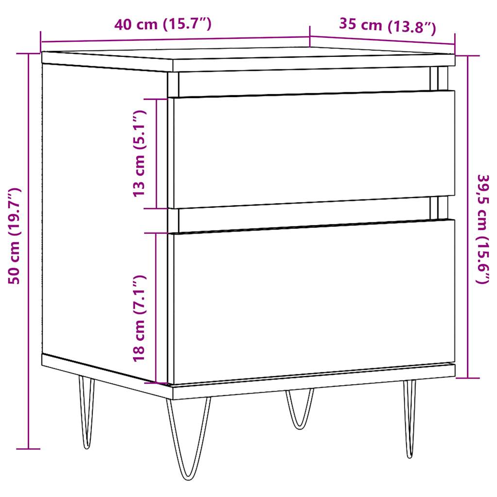 Yöpöytäkaapit 2 kpl vanhaa puuta 40x35x50 cm tekninen puu