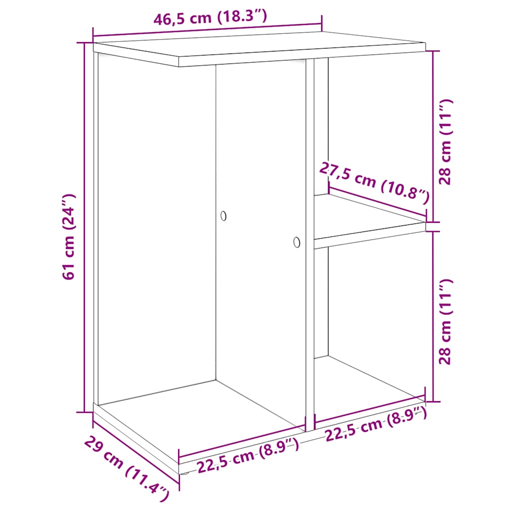 Yöpöydät 2 kpl valkoinen 46,5x29x61 cm tekninen puu